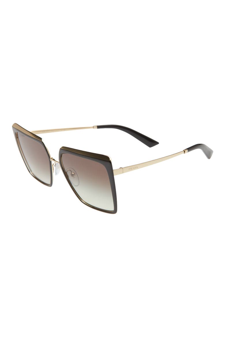 57mm Gradient Square Sunglasses, Alternate, color, BLACK/PALE GOLD/ GREY GRADIENT
