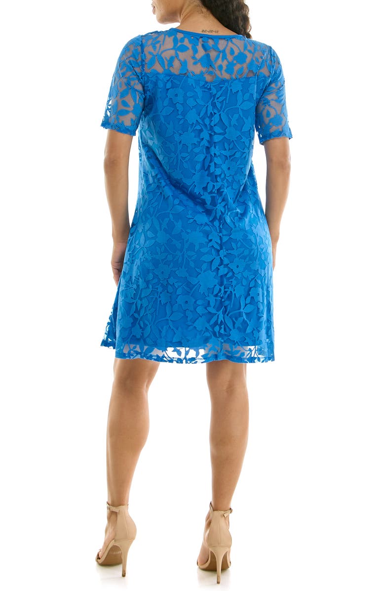 Nina Leonard Burnout Trapeze Dress, Alternate, color, Blue