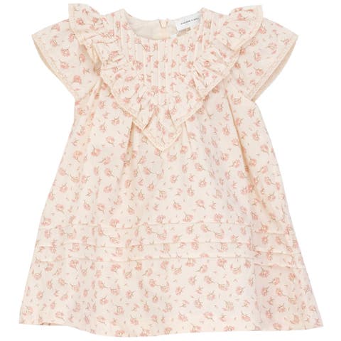 Floral V Shape Yoke Jumper Dress
