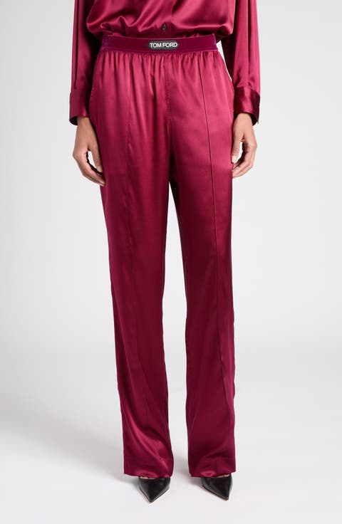 Stretch Silk Satin Pajama Pants