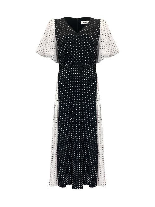 Ro&zo Mono Contrast Spot Midi Dress In Mono