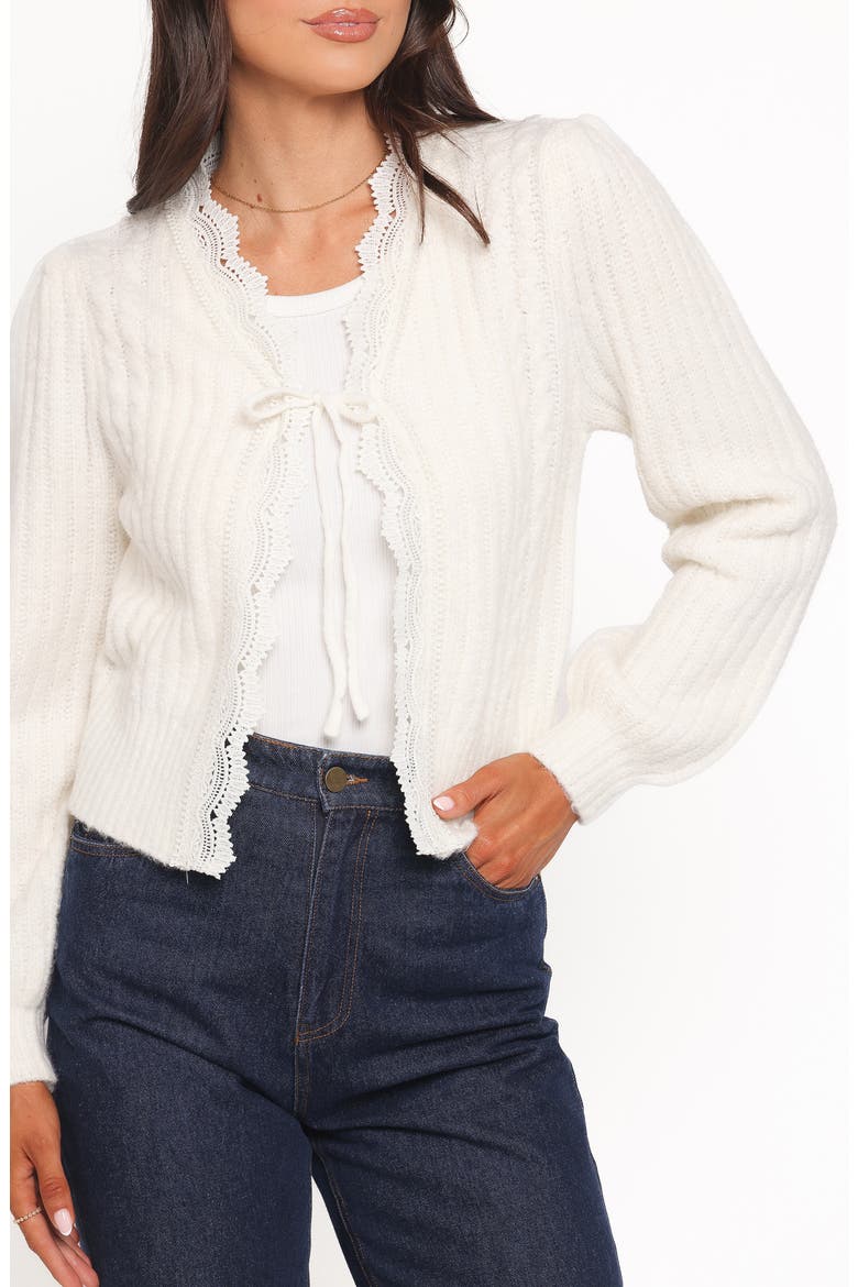Silvie Tie Front Cardigan, Alternate, color, CREAM