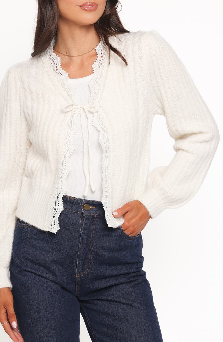 Petal & Pup Silvie Tie Front Cardigan, Alternate, color, Cream