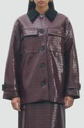 MAUDE CLUB Millie Croc Embossed Faux Leather Coat