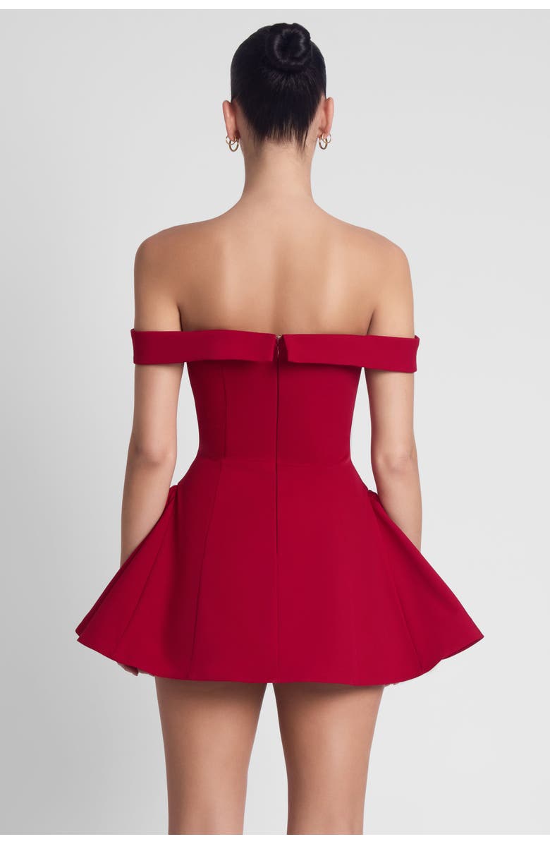 LEAU Raquel Babydoll Corset Mini Dress, Alternate, color, Red