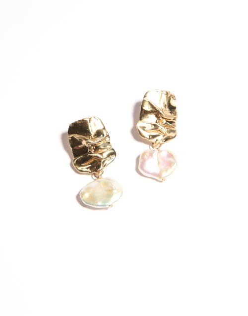 Odette New York Fender With Pearl Earrings In Brass