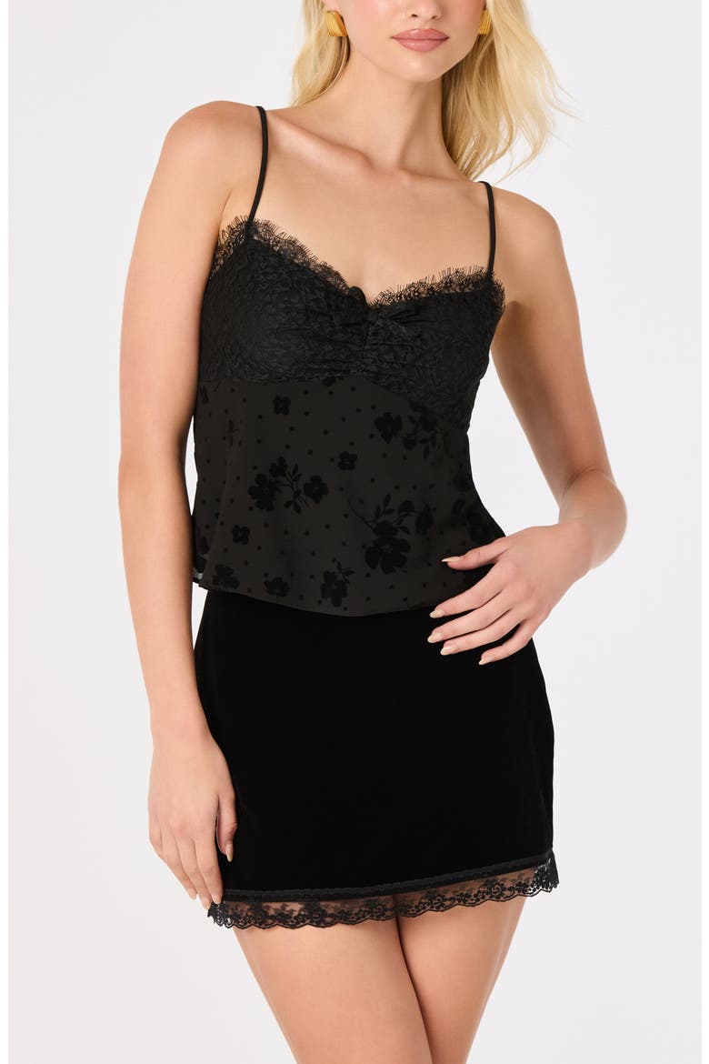 Eudoxia Lace Burnout Camisole, Main, color, BLACK