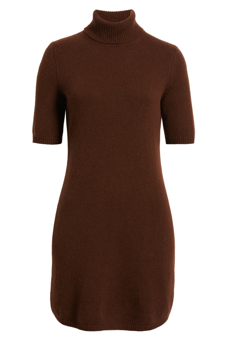 Agathe Turtleneck Cashmere Sweater Dress, Alternate, color, DARK UMBER