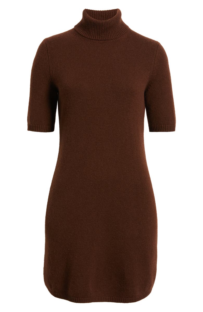 DÔEN Agathe Turtleneck Cashmere Sweater Dress, Alternate, color, Dark Umber