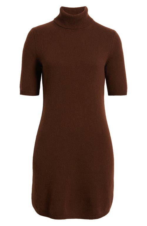 Doen Agathe Cashmere Turtleneck Mini Dress In Brown