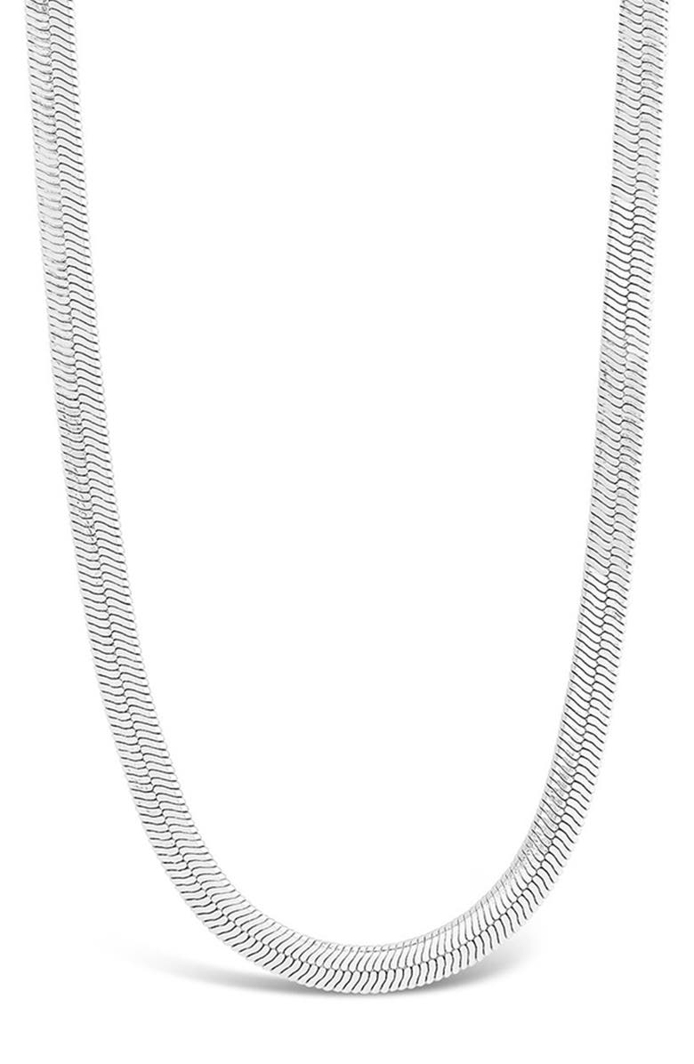 Sterling Forever Sterling Silver Thick Herringbone Chain Necklace, Main, color, Silver