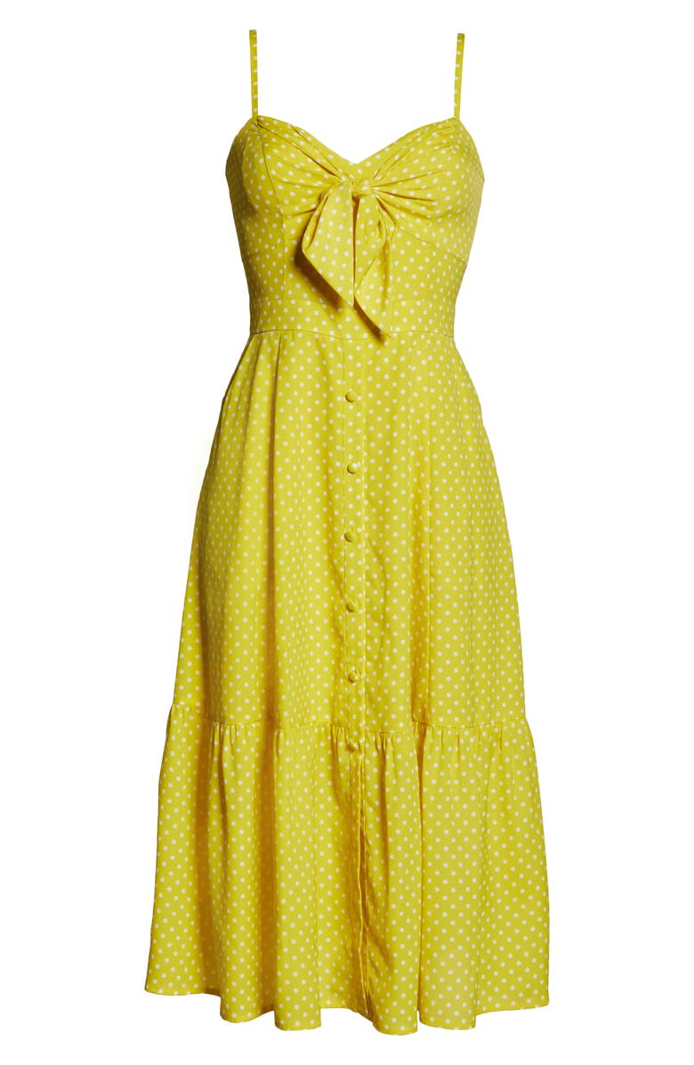 Eliza J Polka Dot Tie Front Sundress, Alternate, color,