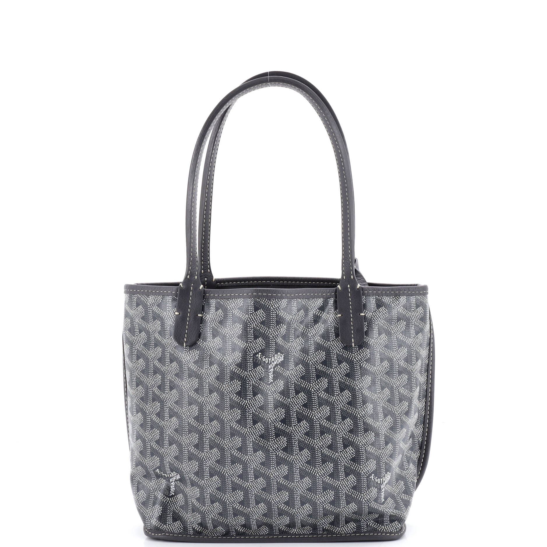 Pre-Owned Goyard Anjou Reversible Tote Coated Canvas Mini, Main, color, Gray