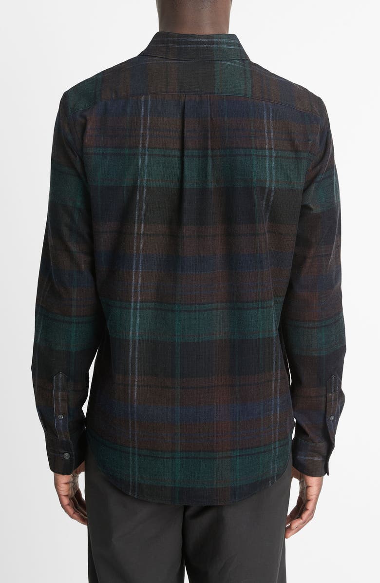 Vince Sierra Plaid Corduroy Button-Up Shirt, Alternate, color, Surplus Olive/Ivy Sky