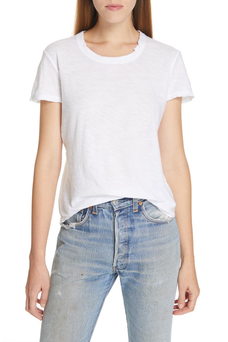 Sheer Slub Crewneck Tee, Alternate, color, WHITE