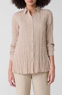 Eileen Fisher Plissé Silk Tunic Shirt