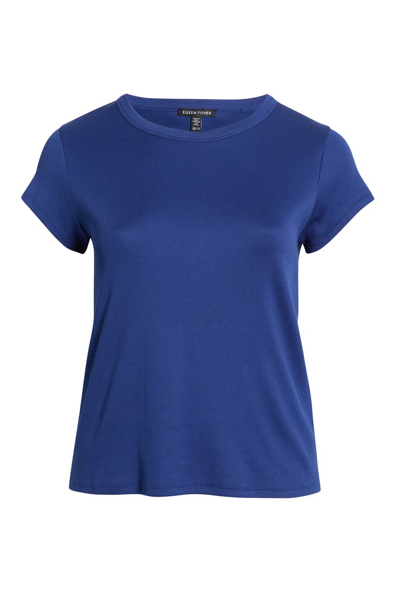 Rib Crewneck Organic Cotton T-Shirt, Alternate, color, DEEP DIVE
