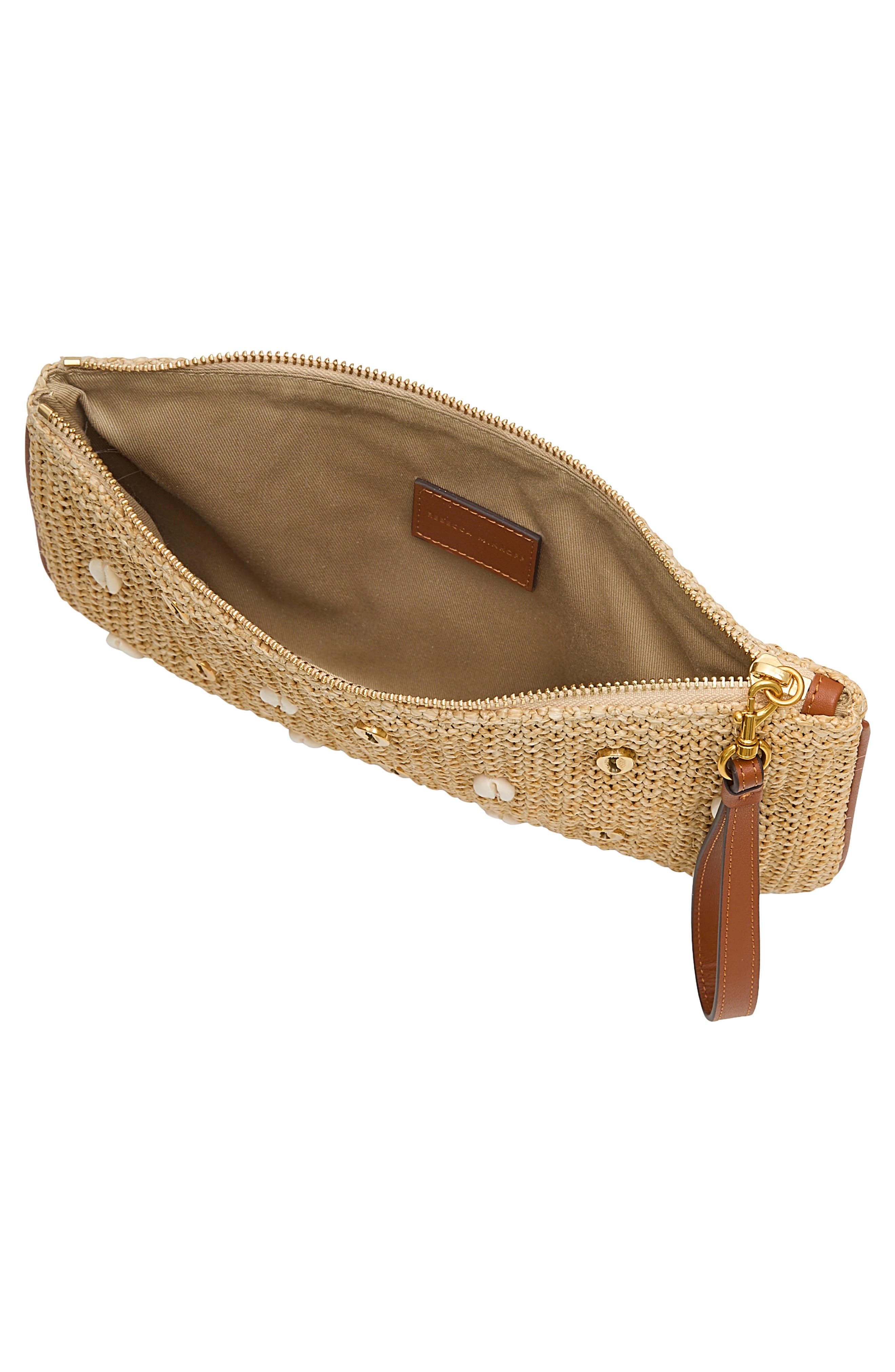 Ashlee Raffia Wristlet Pouch, Alternate, color, NATURAL