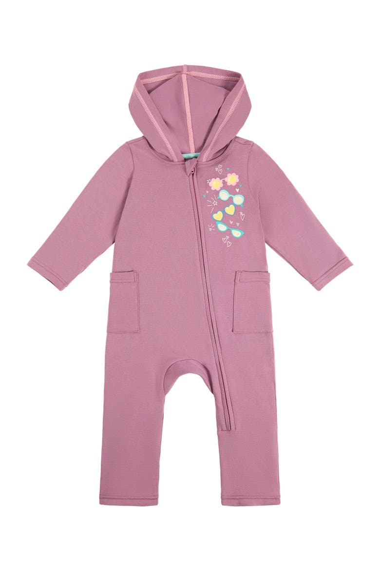 Hooded Everyday Romper, Main, color, Grape Sunny Shades