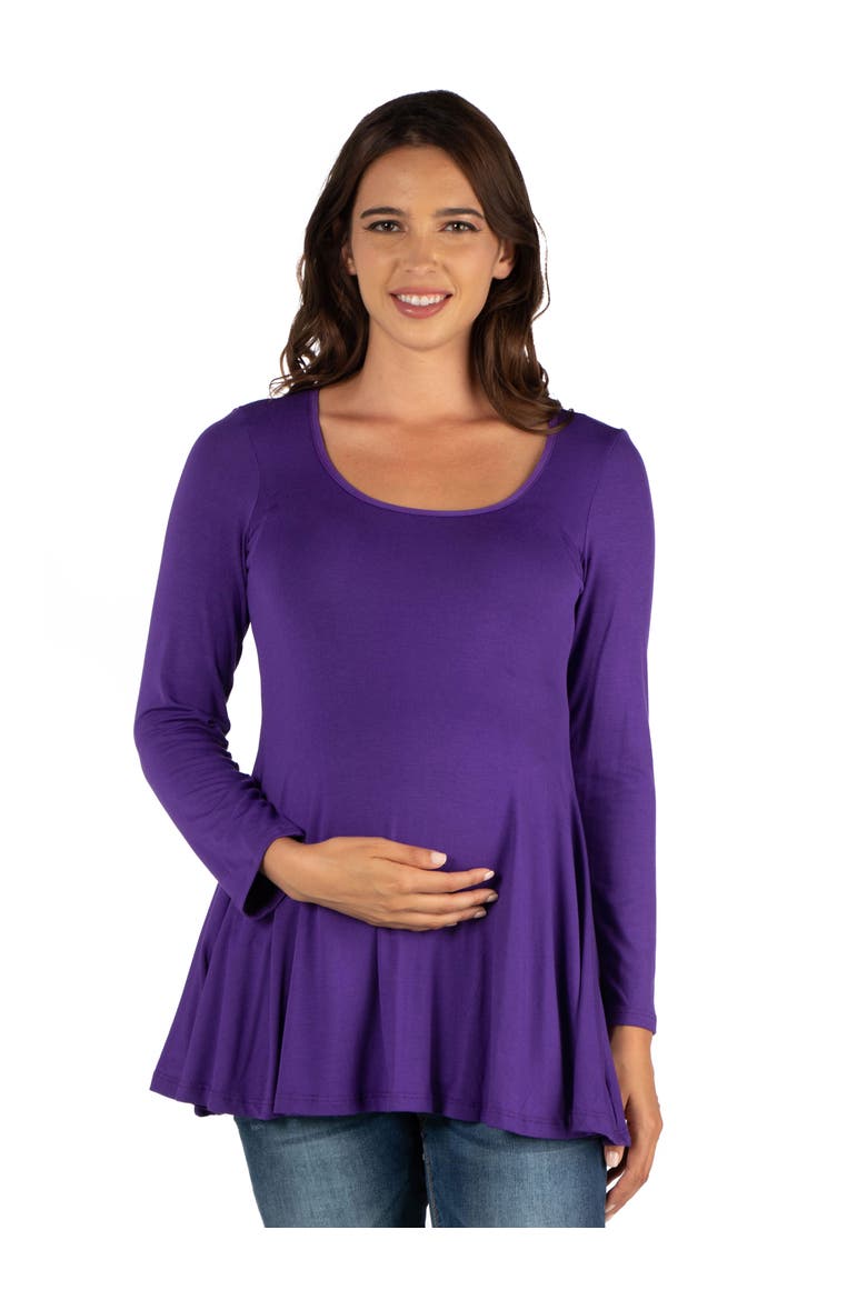 Maternity Long Sleeve Swing Style Flared Tunic Top, Main, color, Amethyst