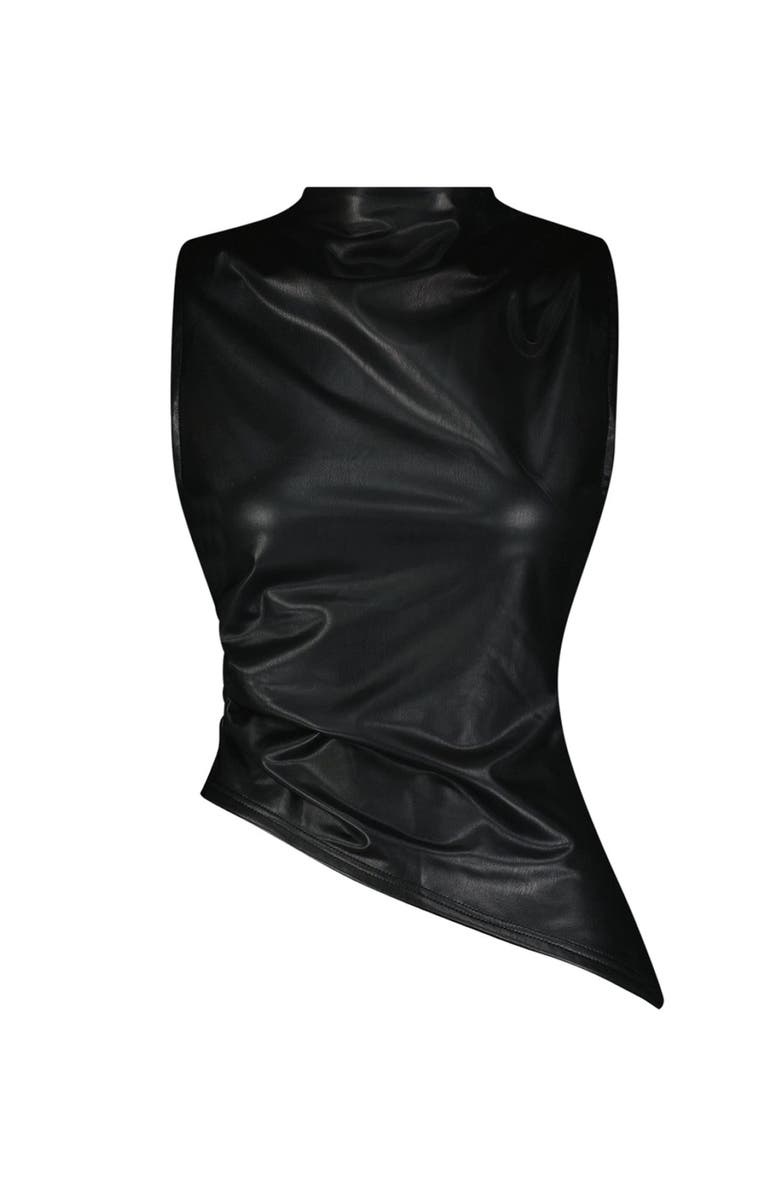 The Noli Shop Zaina Leather Top, Alternate, color, Black