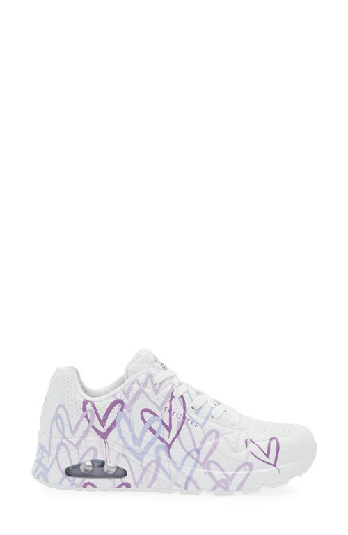 Skechers X James Goldcrown Uno Spread The Love Sneaker In White/purple