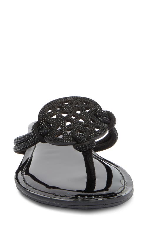 Dolce Vita Dv By  Gotie Rhinestone Strap Slide Sandal In Black Patent