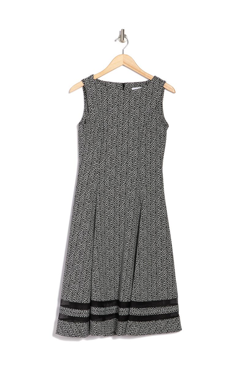 Calvin Klein Herringbone Shadow Stripe Hem Fit & Flare Dress, Alternate, color, 