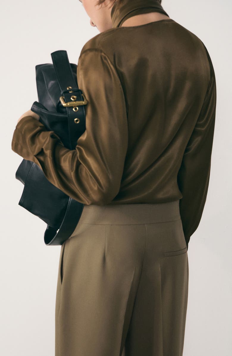 MANGO Bow Satin Top, Alternate, color, 