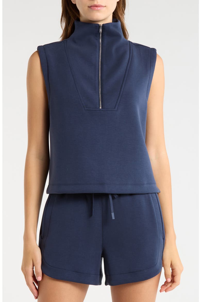 Dreamweave™ Sleeveless Half Zip Mock Neck Top, Alternate, color, NAVY BLAZER