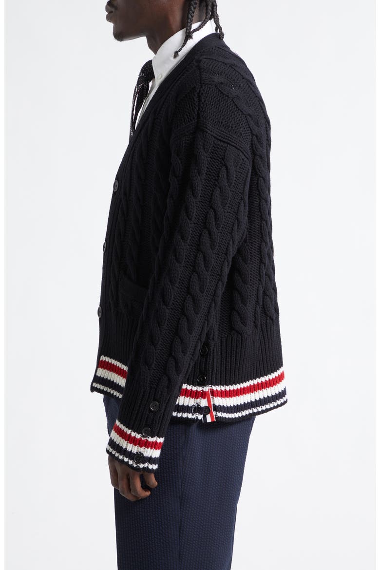 RWB Cable Knit Wool Cardigan, Alternate, color, BLACK