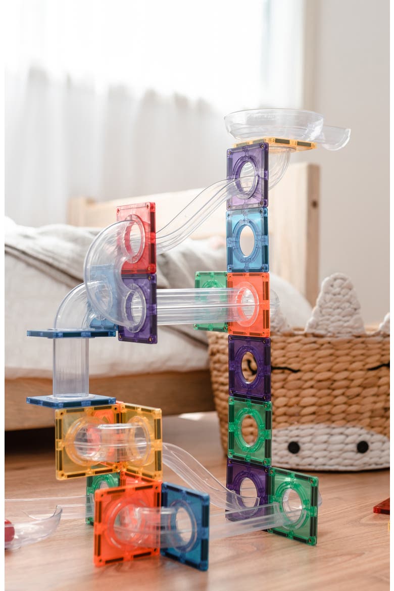 Kids' Rainbow Magnetic Tiles 92-Piece Ball Run Pack, Alternate, color, RAINBOW
