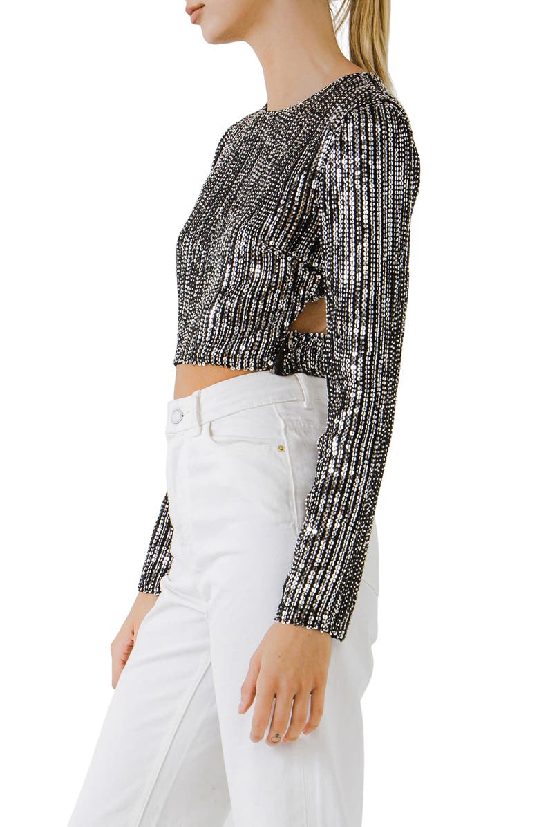 Endless Rose Sequin Open Back Crop Top, Alternate, color,