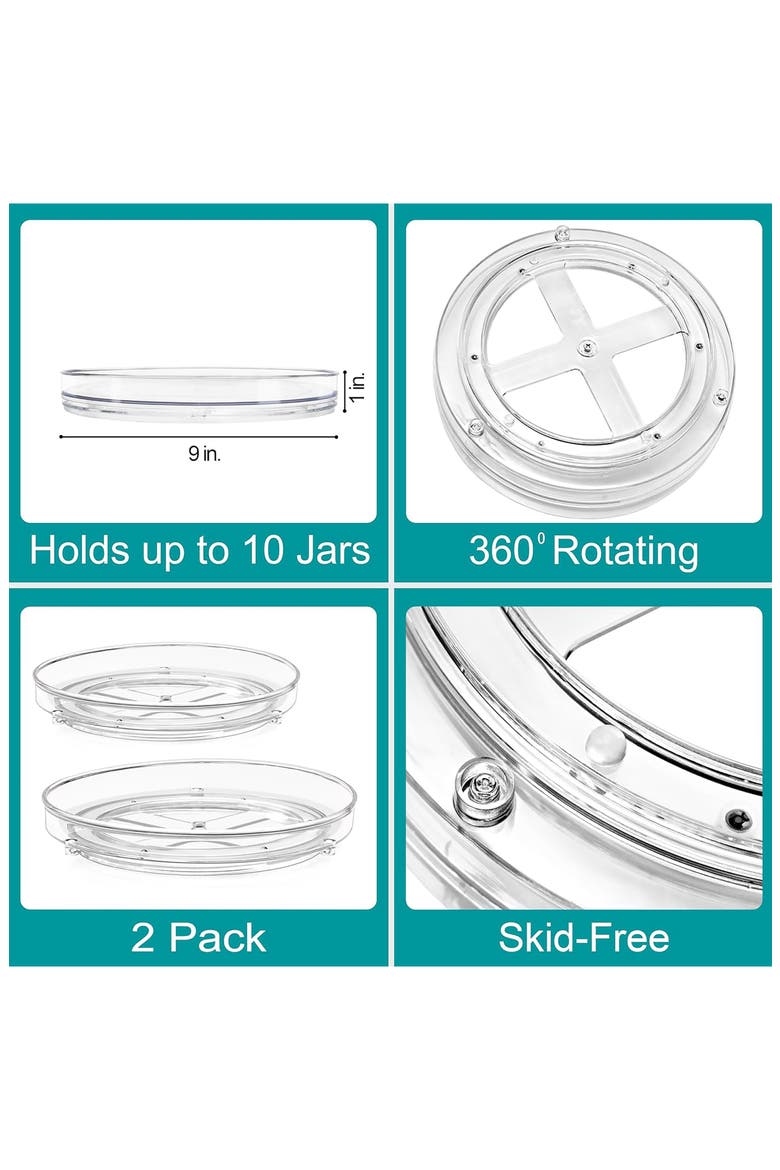 3-Piece Lazy Susan Organizer Set, Alternate, color, CLEAR