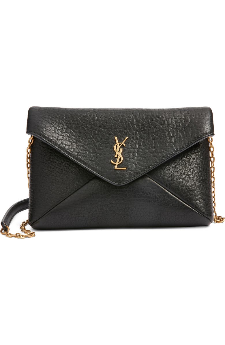 Saint Laurent Small Leather Crossbody Bag, Main, color, Noir