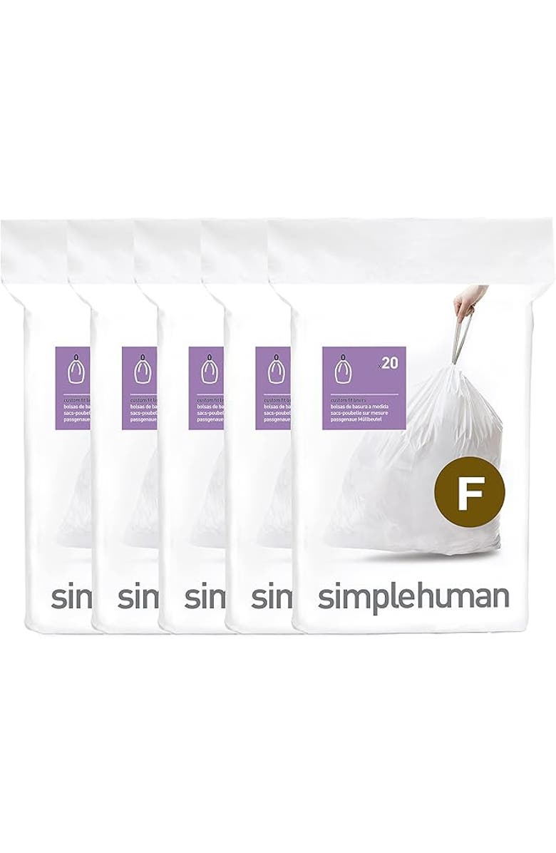 simplehuman Code F Custom Fit Liners with Quick Dispense Packs, Main, color, White