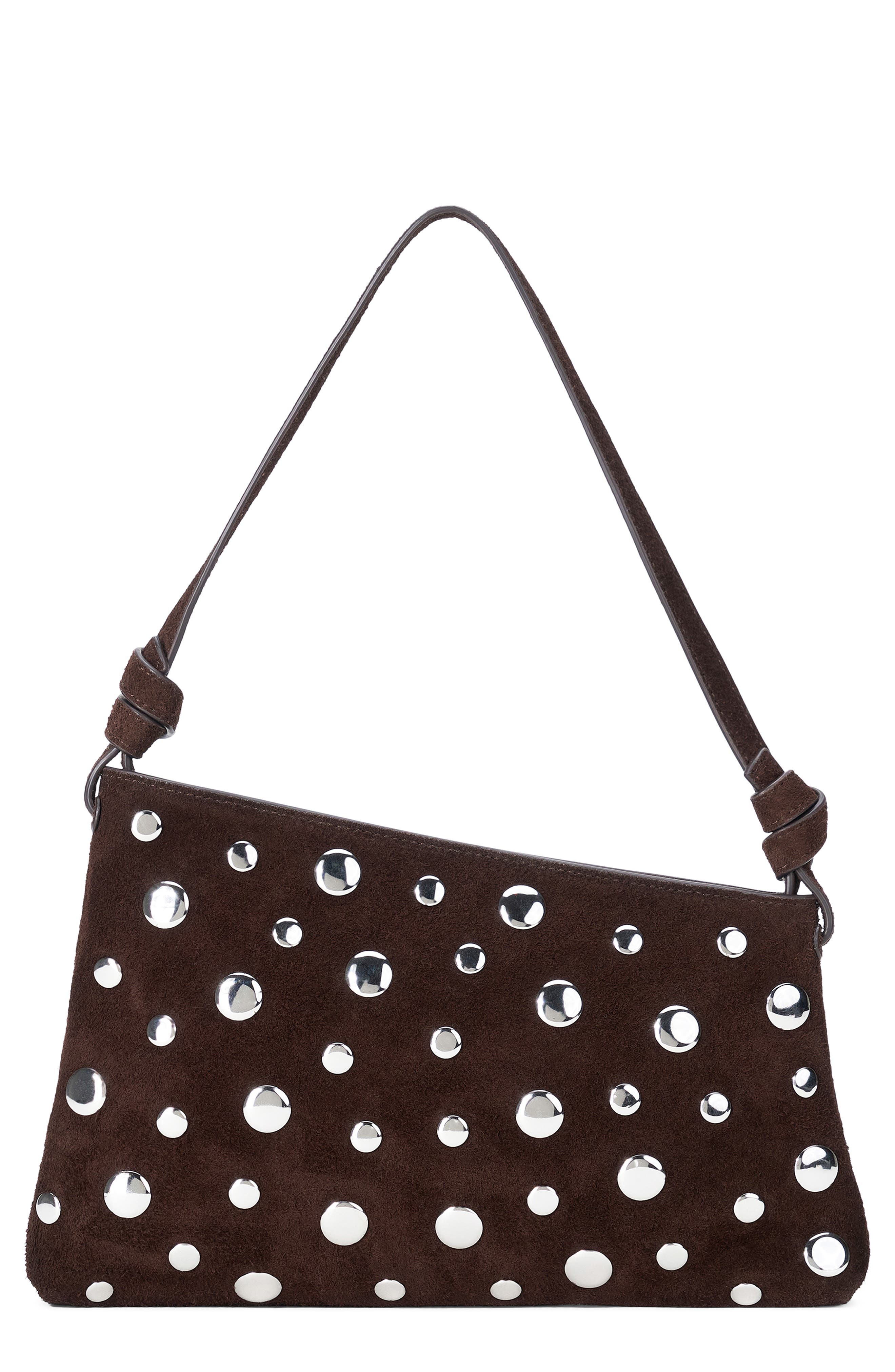 Dani Mini Leather Shoulder Bag, Main, color, ESPRESSO STUDS