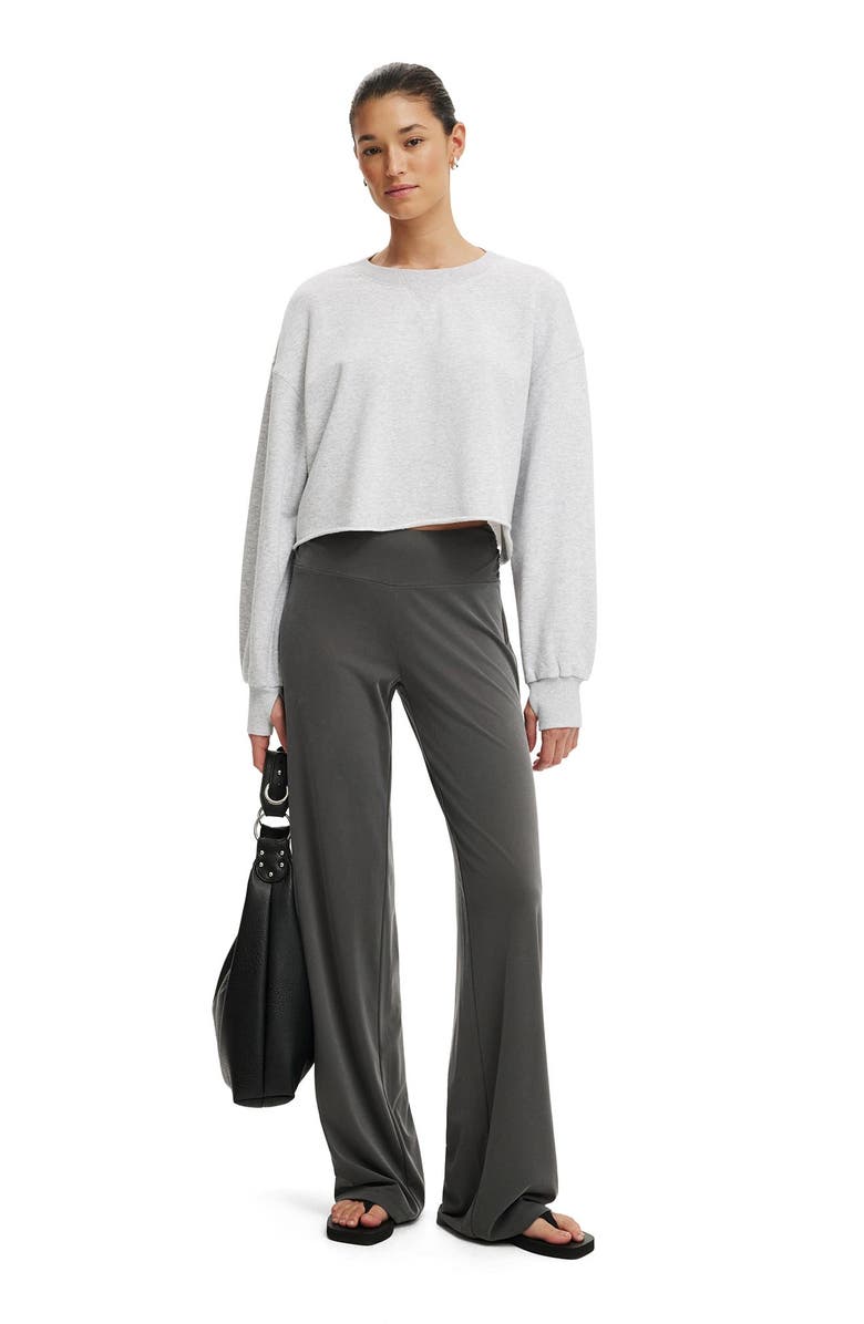 Cotton On Women's Cropped Fleece Sweatshirt, Alternate, color, Soft Grey Marle