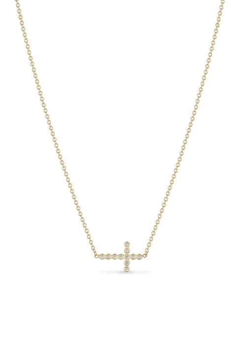 Diamond Bezel Cross Necklace