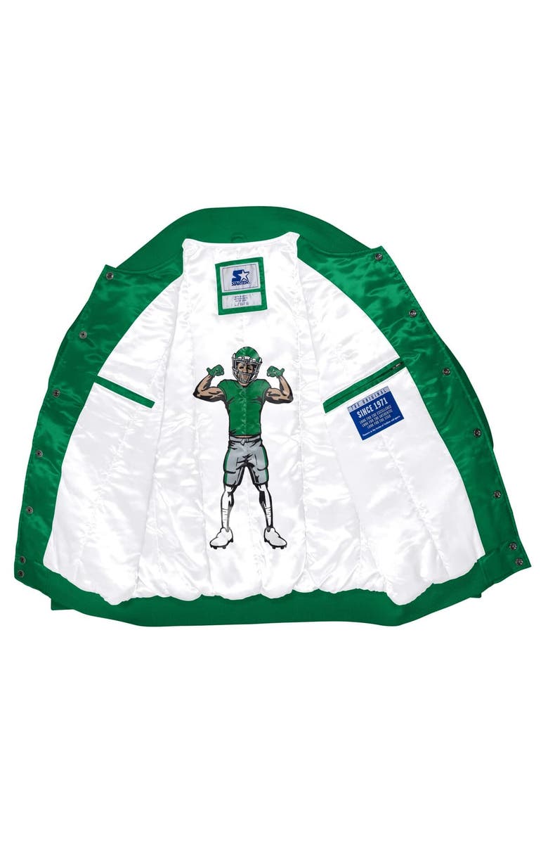 STARTER Men's Starter Kelly Green Philadelphia Eagles Exclusive Satin Full-Snap Varsity Jacket, Alternate, color, Kelly Green