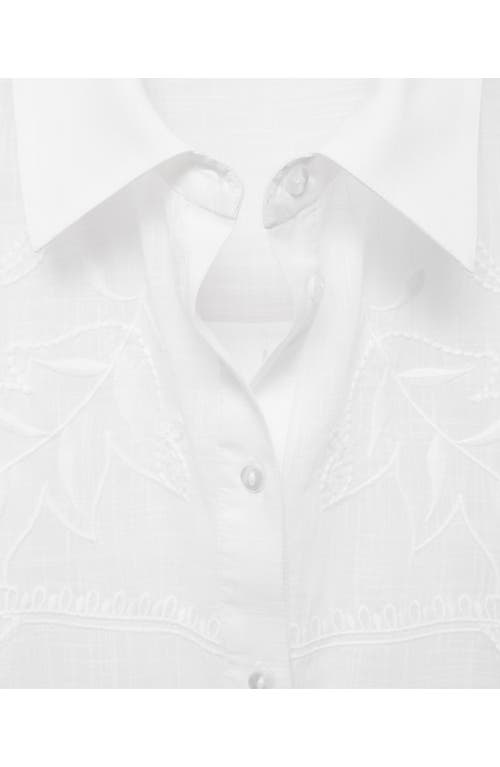 Mango Para Guipure Lace Cotton Button-up Shirt