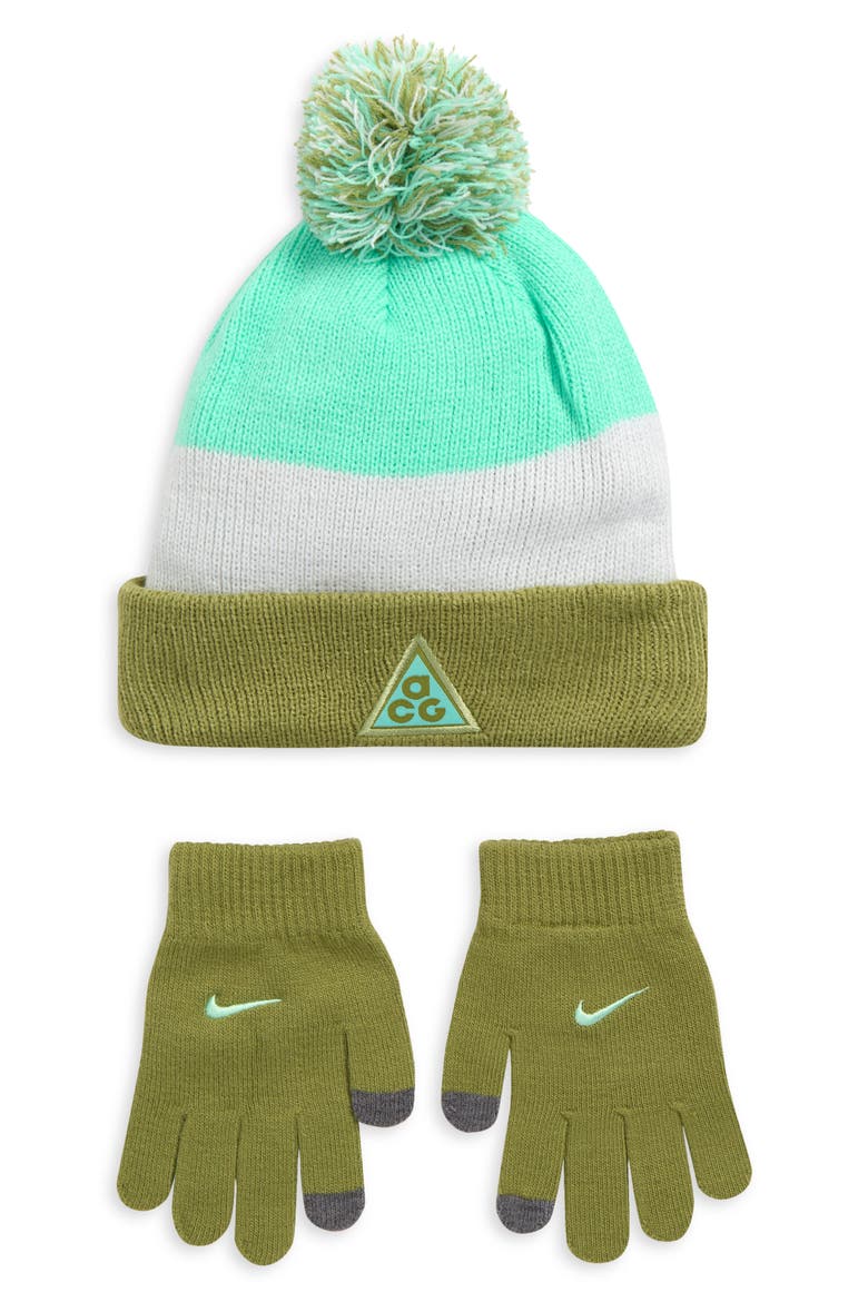 Kids' ACG Beanie & Gloves Set, Alternate, color, ALLIGATOR