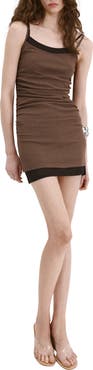 MANGO Double Layer Ruched Tank Minidress