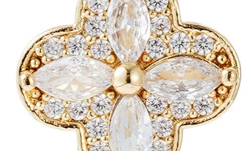 Adornia 14k Gold Plated Mother Of Pearl And Cz Clover Drop Earrings In Gold