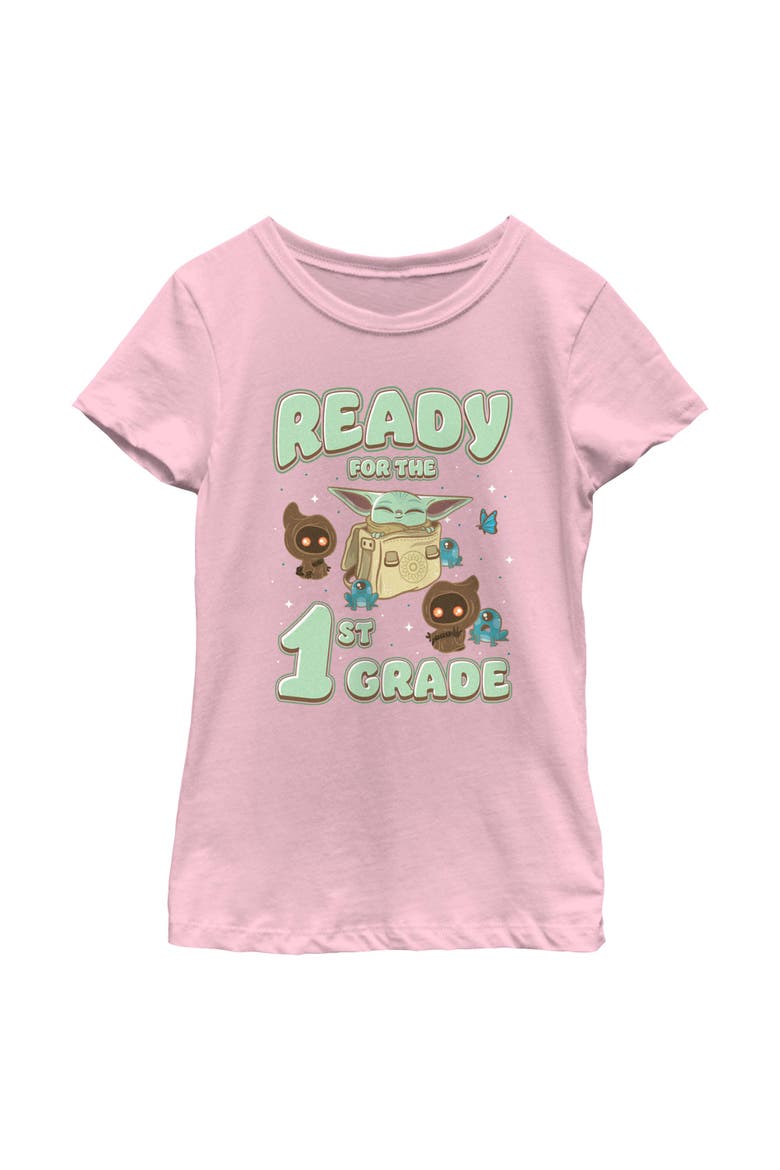 Girl's Star Wars The Mandalorian Ready For 1st Grade  Graphic T-Shirt, Main, color, Light Pink