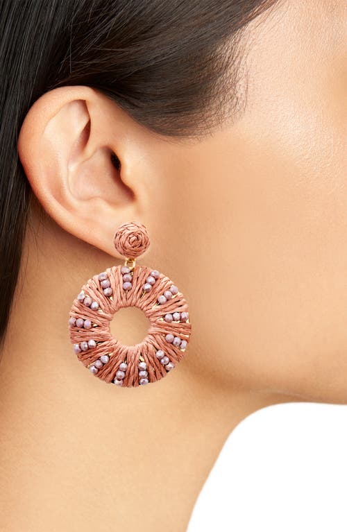 Tasha Raffia Wrap Drop Earrings In Raspberry