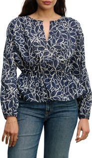 VELVET Wynne Printed Voile Peplum Top