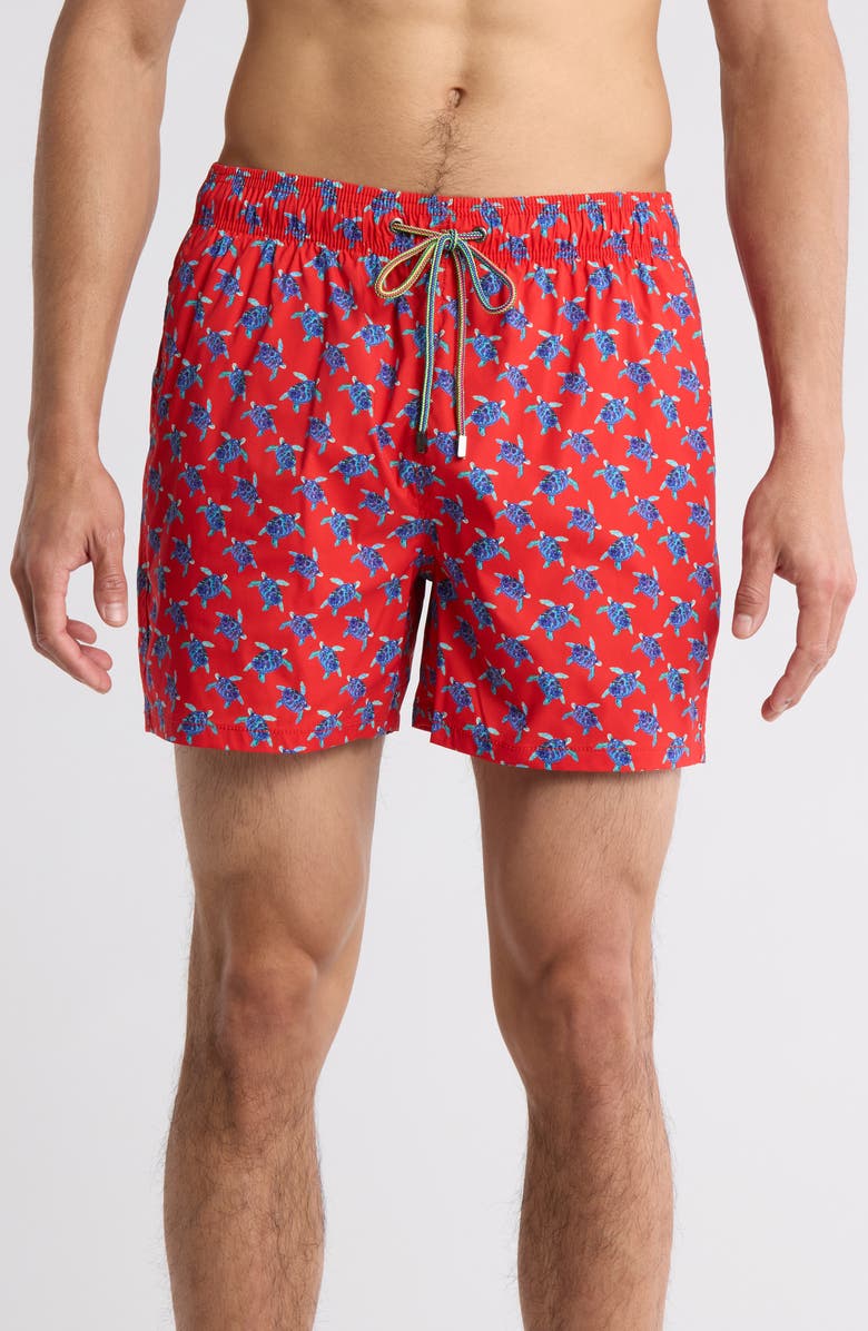 Bugatchi Sea Turtle Print Swim Trunks, Main, color,