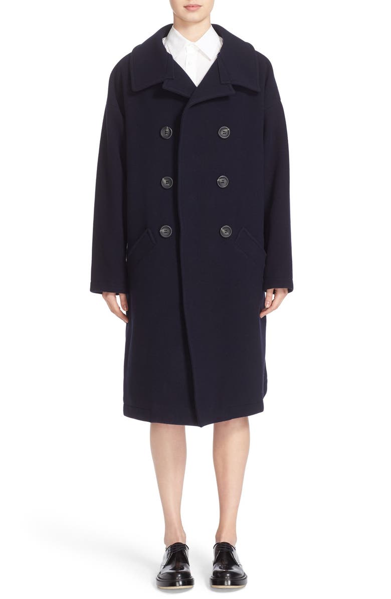 Y's by Yohji Yamamoto U-Big Wool Blend Coat, Alternate, color, 