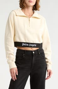 Palm Angels Hooded Crop Sweatshirt